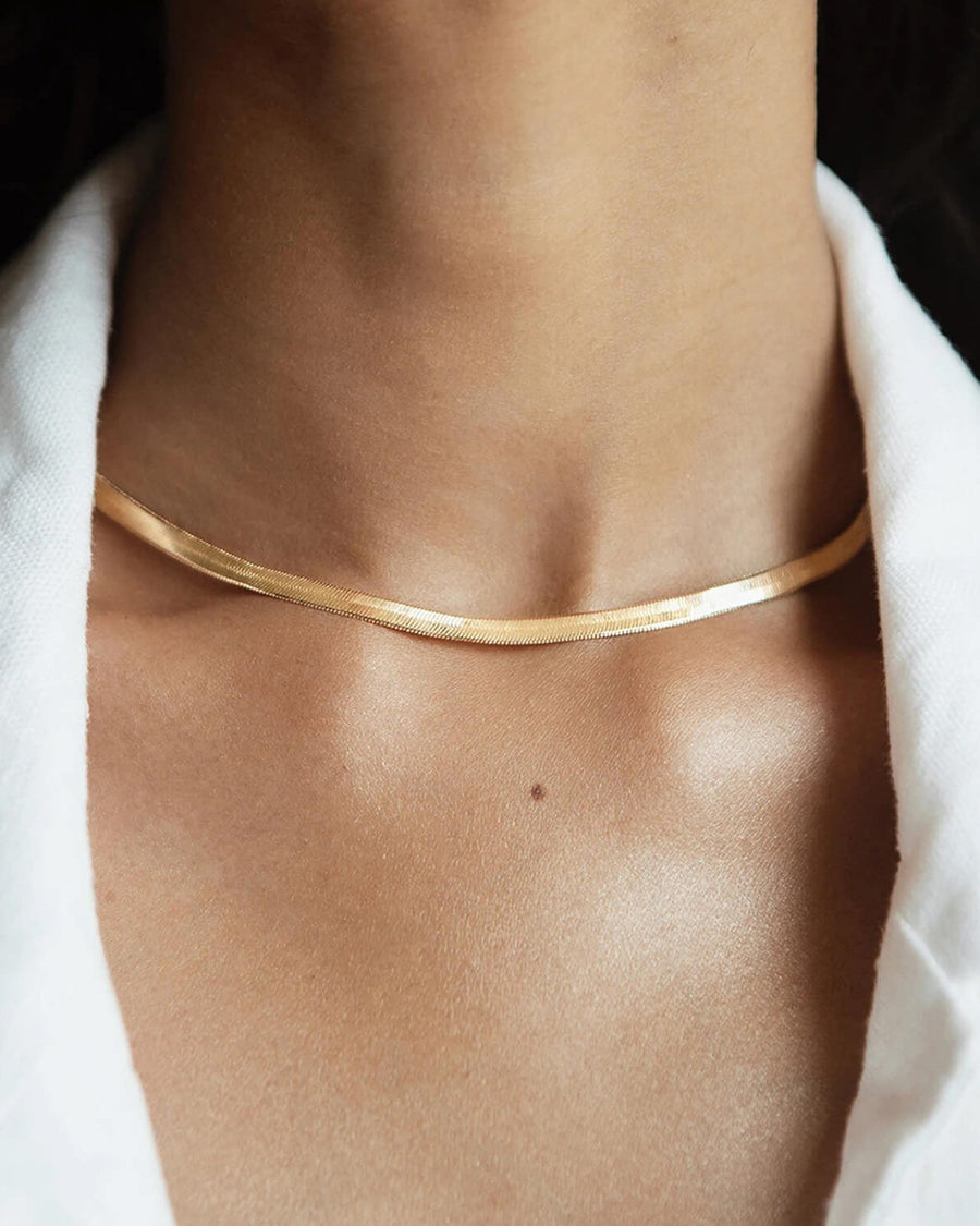 Quiet Icon-Herringbone Necklace-Necklaces-14k Gold Vermeil-Blue Ruby Jewellery-Vancouver Canada