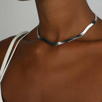 Quiet Icon-Herringbone Necklace-Necklaces-Rhodium Plated Sterling Silver-Blue Ruby Jewellery-Vancouver Canada