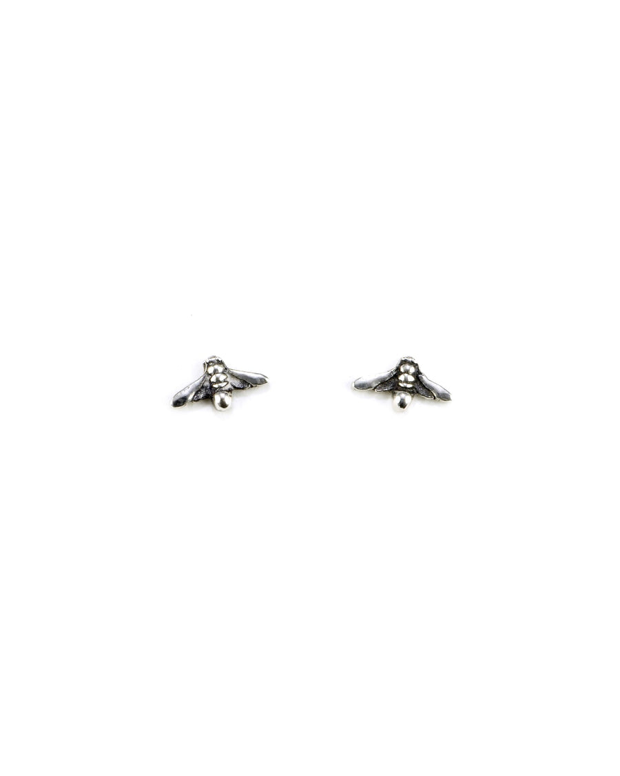 Kolton Babych-Honeybee Studs-Earrings-Oxidized Sterling Silver, Sterling Silver-Blue Ruby Jewellery-Vancouver Canada