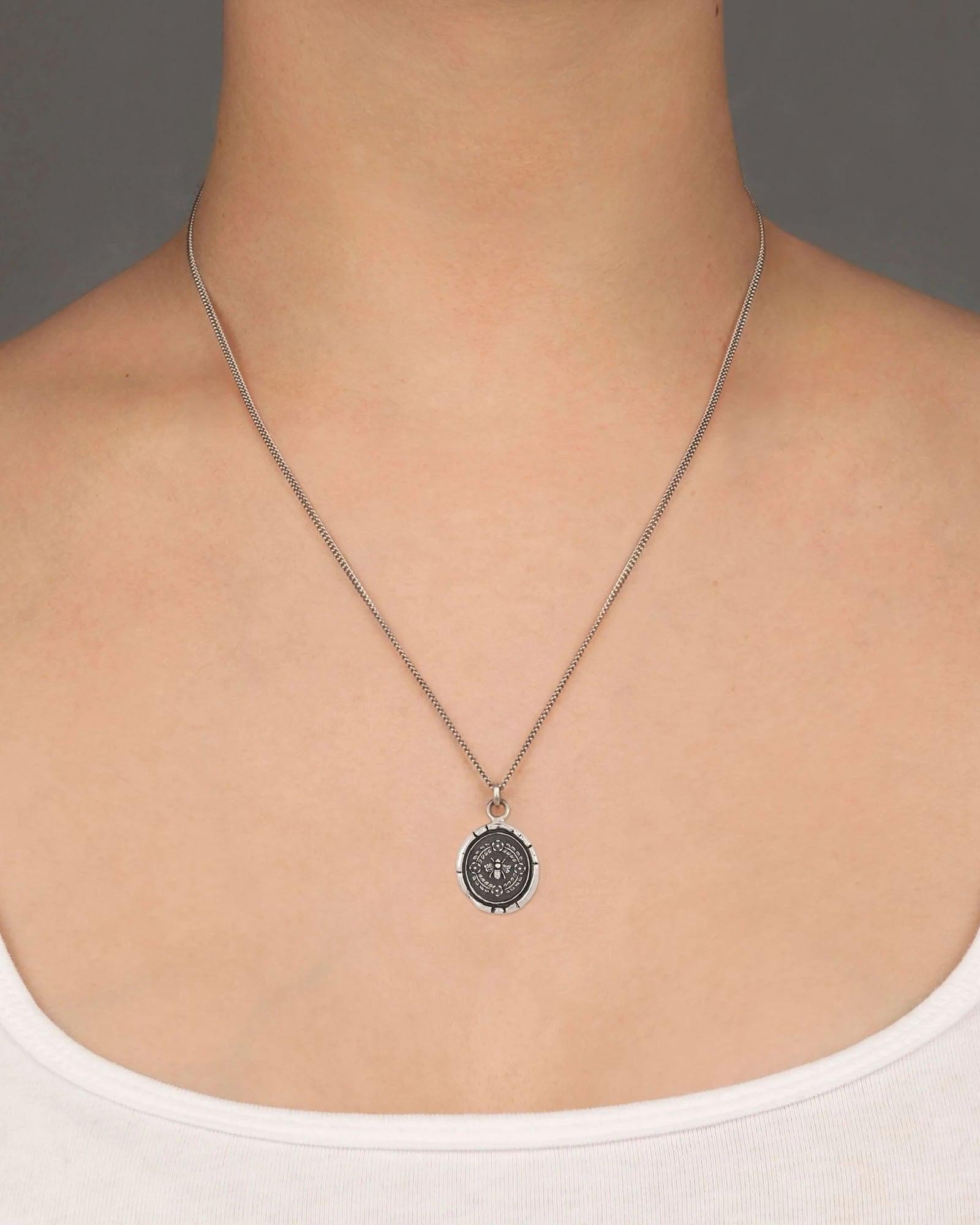 Honeybee Talisman-Oxidized Sterling Silver-Blue Ruby Jewellery-Vancouver Canada