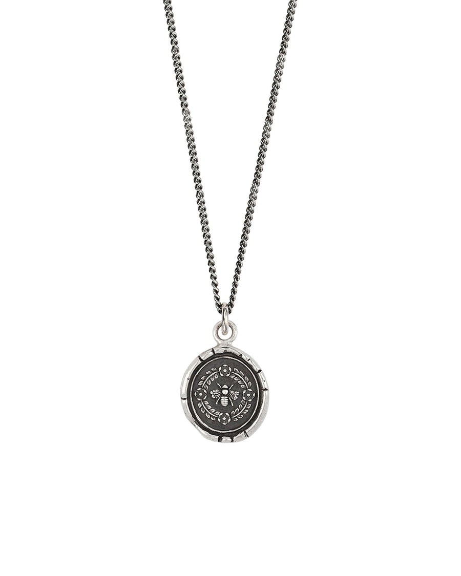 Pyrrha-Honeybee Talisman-Necklaces-Oxidized Sterling Silver-Blue Ruby Jewellery-Vancouver Canada
