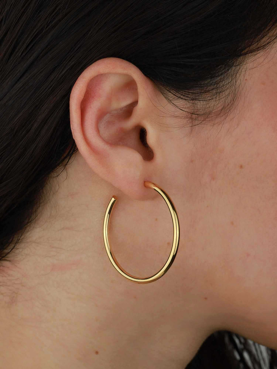 Tashi-Hoops I 40mm-Earrings-14k Gold Vermeil-Blue Ruby Jewellery-Vancouver Canada