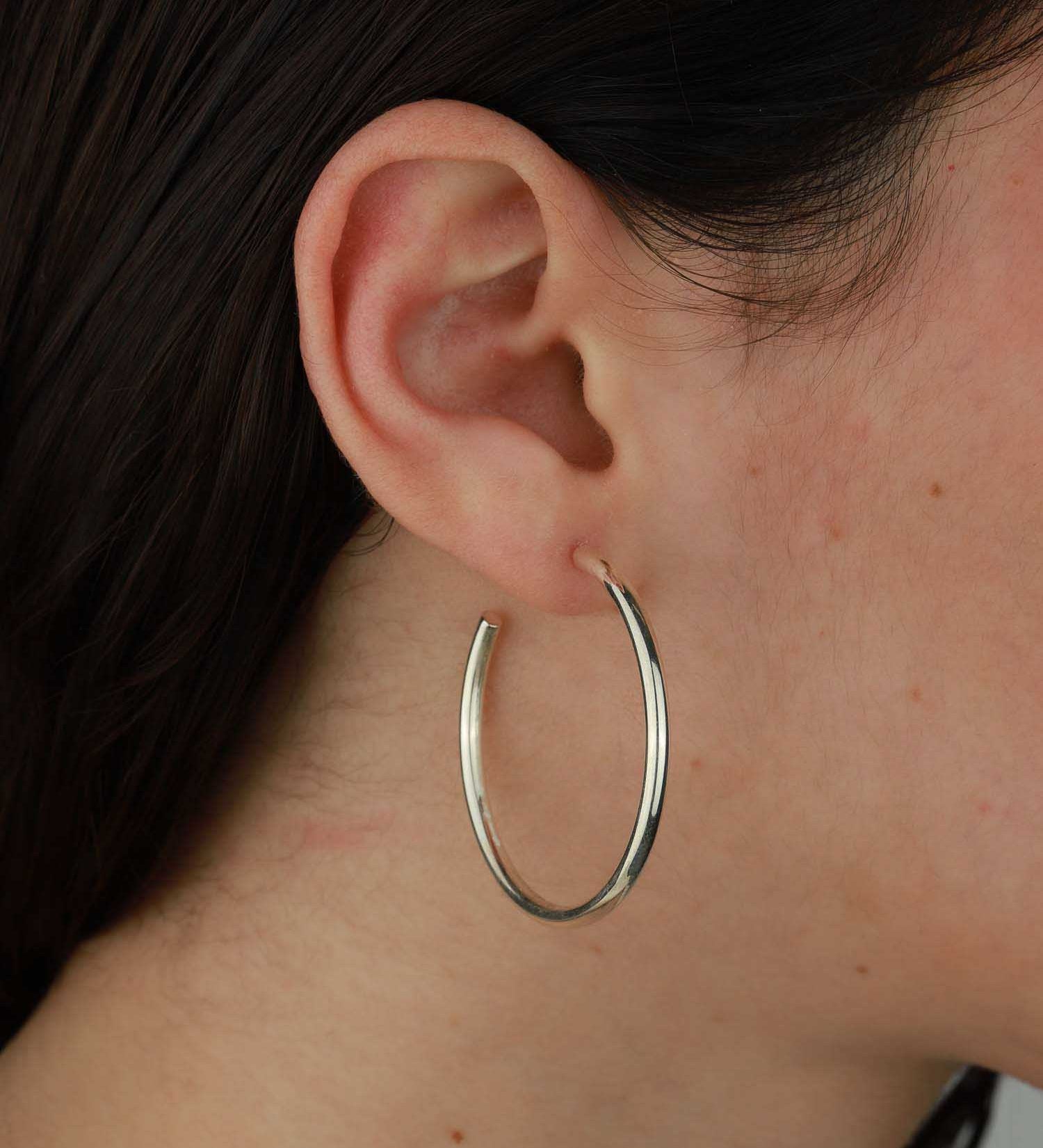 Tashi-Hoops I 40mm-Earrings-Sterling Silver-Blue Ruby Jewellery-Vancouver Canada