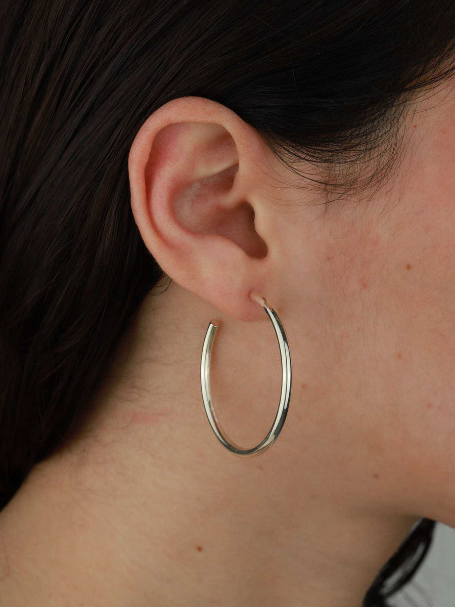 Tashi-Hoops I 40mm-Earrings-Sterling Silver-Blue Ruby Jewellery-Vancouver Canada