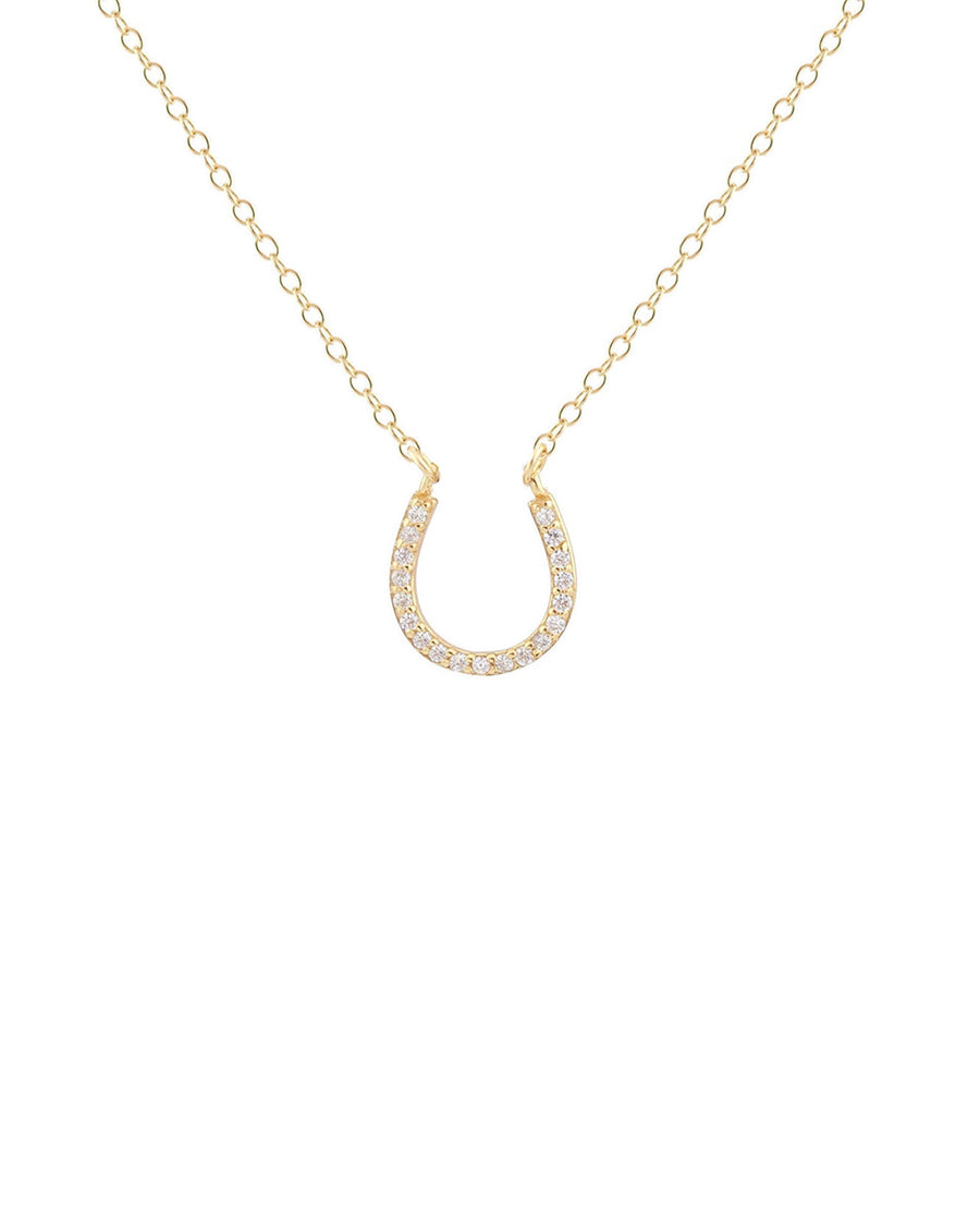 Kris Nations-Horseshoe Pavé Necklace-Necklaces-18k Gold Vermeil, Cubic Zirconia-Blue Ruby Jewellery-Vancouver Canada