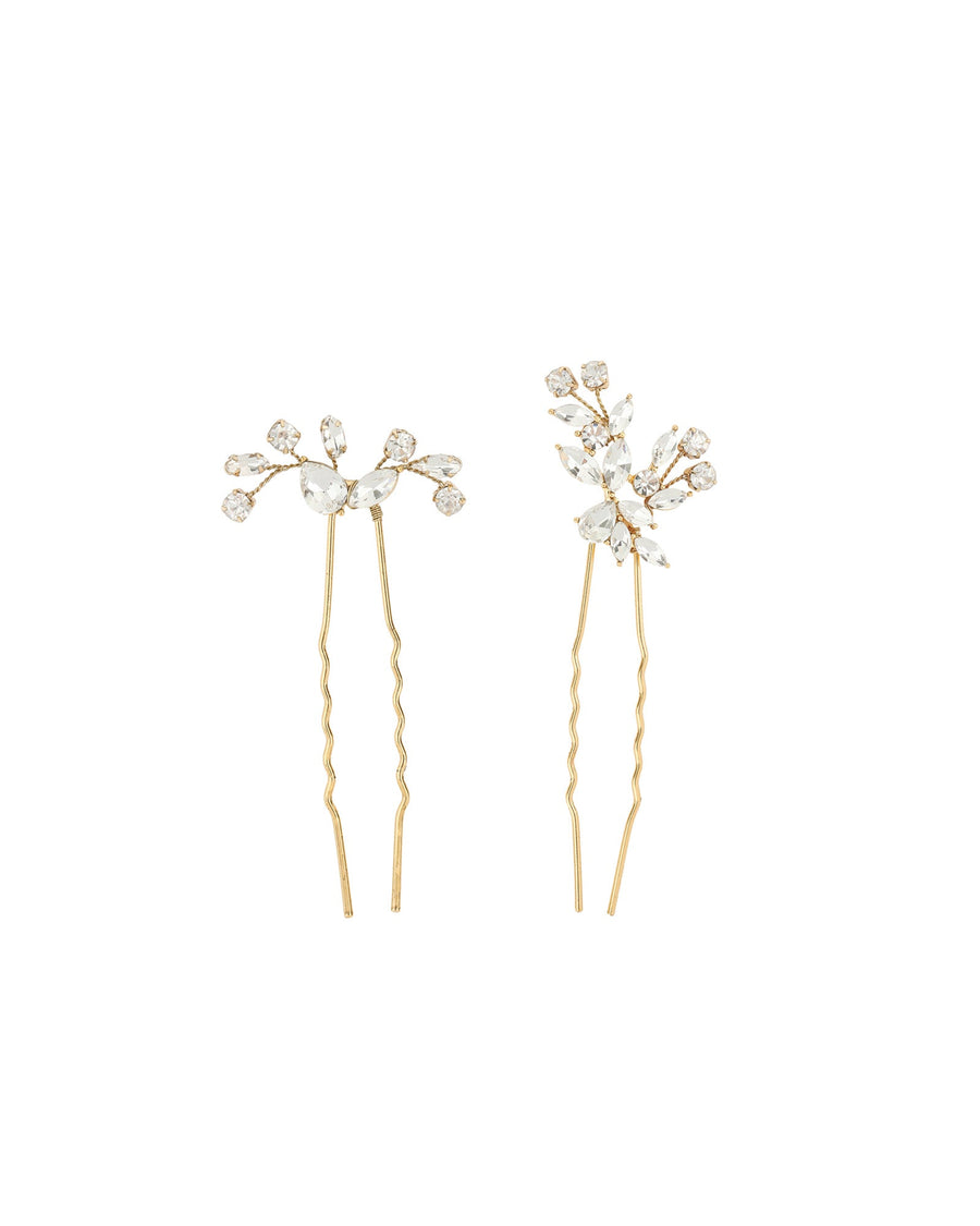 Olive & Piper-Hudson Hair Pins (Set of 2)-Accessories-Oxidized Gold, Crystal-Blue Ruby Jewellery-Vancouver Canada