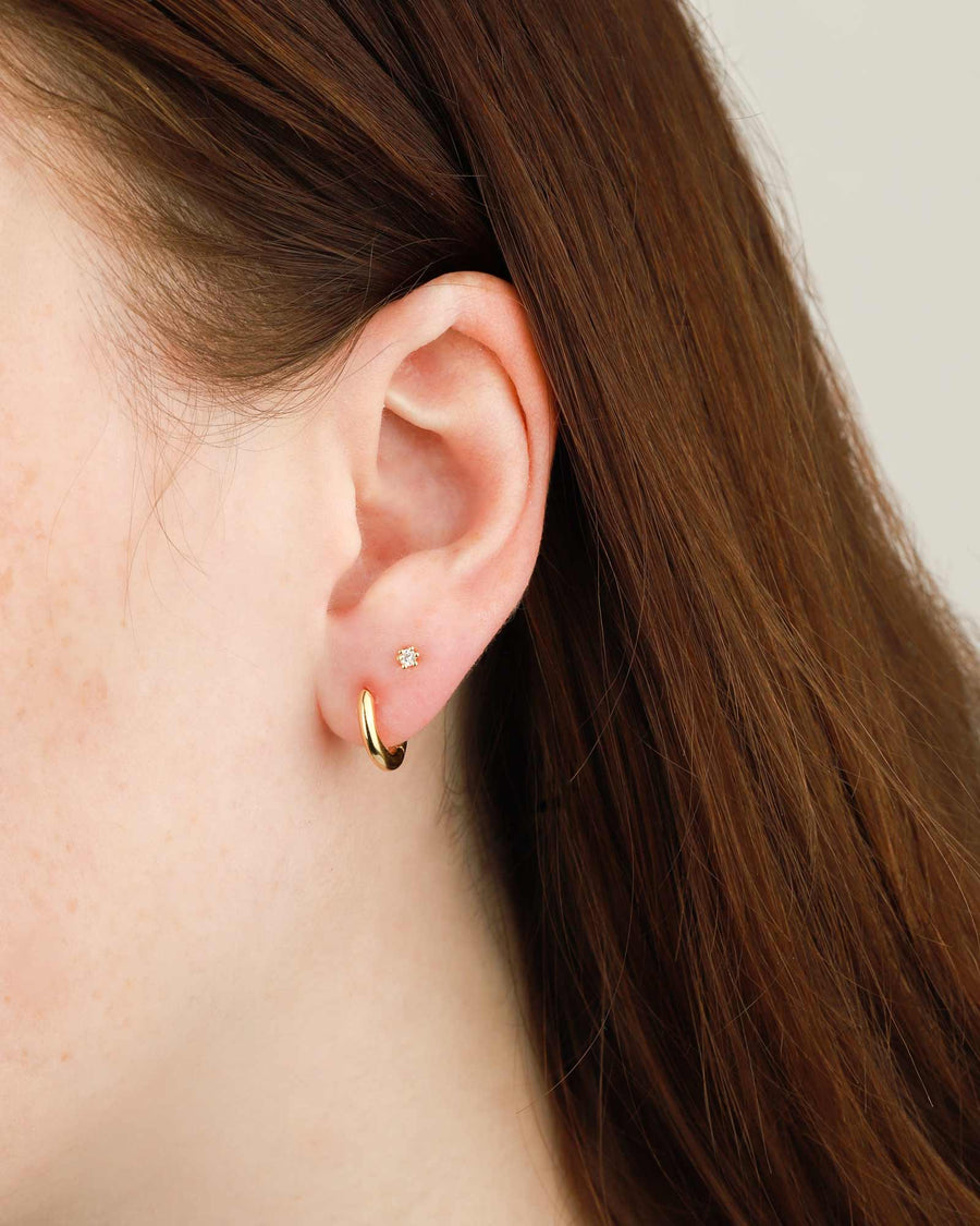 Tashi-Huggie | 12mm-Earrings-14k Gold Vermeil-Blue Ruby Jewellery-Vancouver Canada