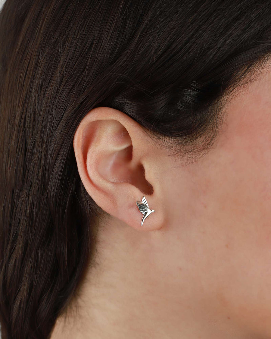 Tashi-Hummingbird Studs-Earrings-Sterling Silver-Blue Ruby Jewellery-Vancouver Canada