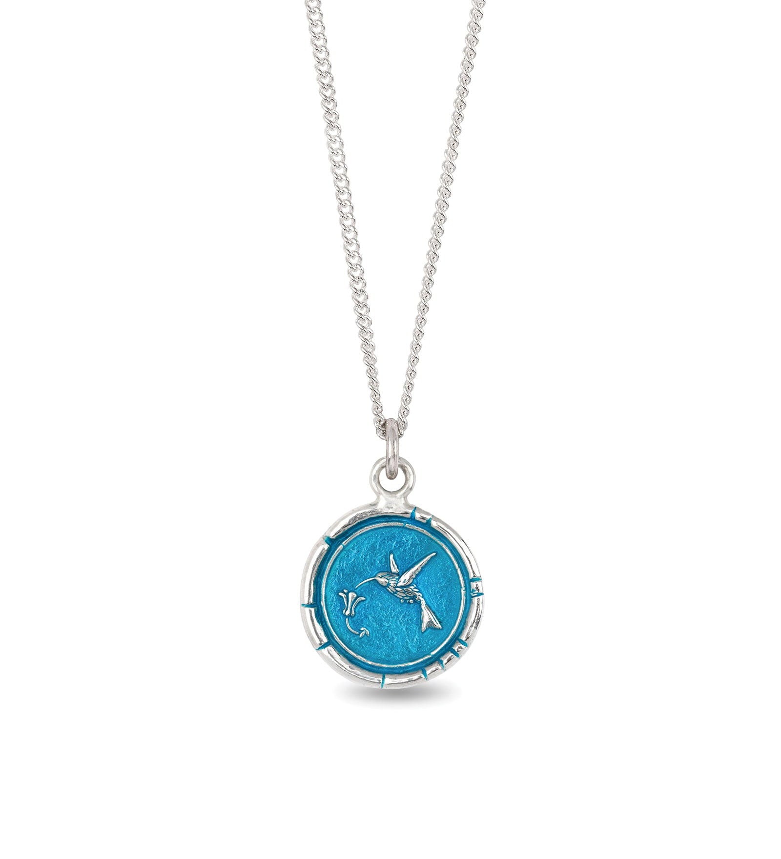 Hummingbird Talisman | Capri Blue-Sterling Silver, Ceramic Blue-Blue Ruby Jewellery-Vancouver Canada