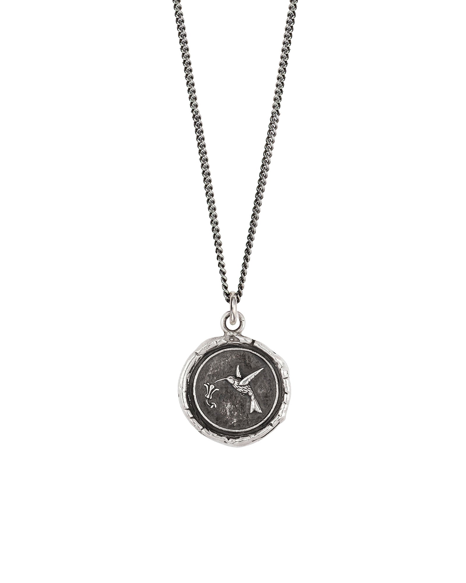 Hummingbird Talisman-Oxidized Sterling Silver-Blue Ruby Jewellery-Vancouver Canada