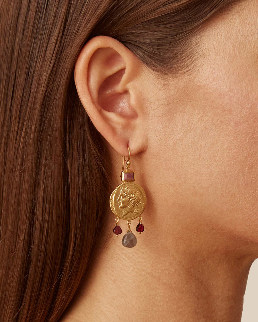 Chan Luu-Hypatia Earrings-Earrings-18k Gold Vermeil-Blue Ruby Jewellery-Vancouver Canada