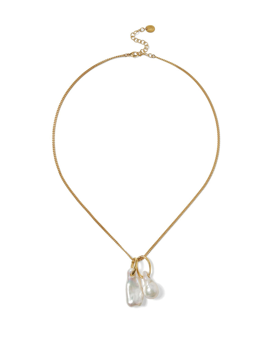 Chan Luu-Hyperion Necklace-Necklaces-18k Gold Vermeil, Grey Pearl-Blue Ruby Jewellery-Vancouver Canada