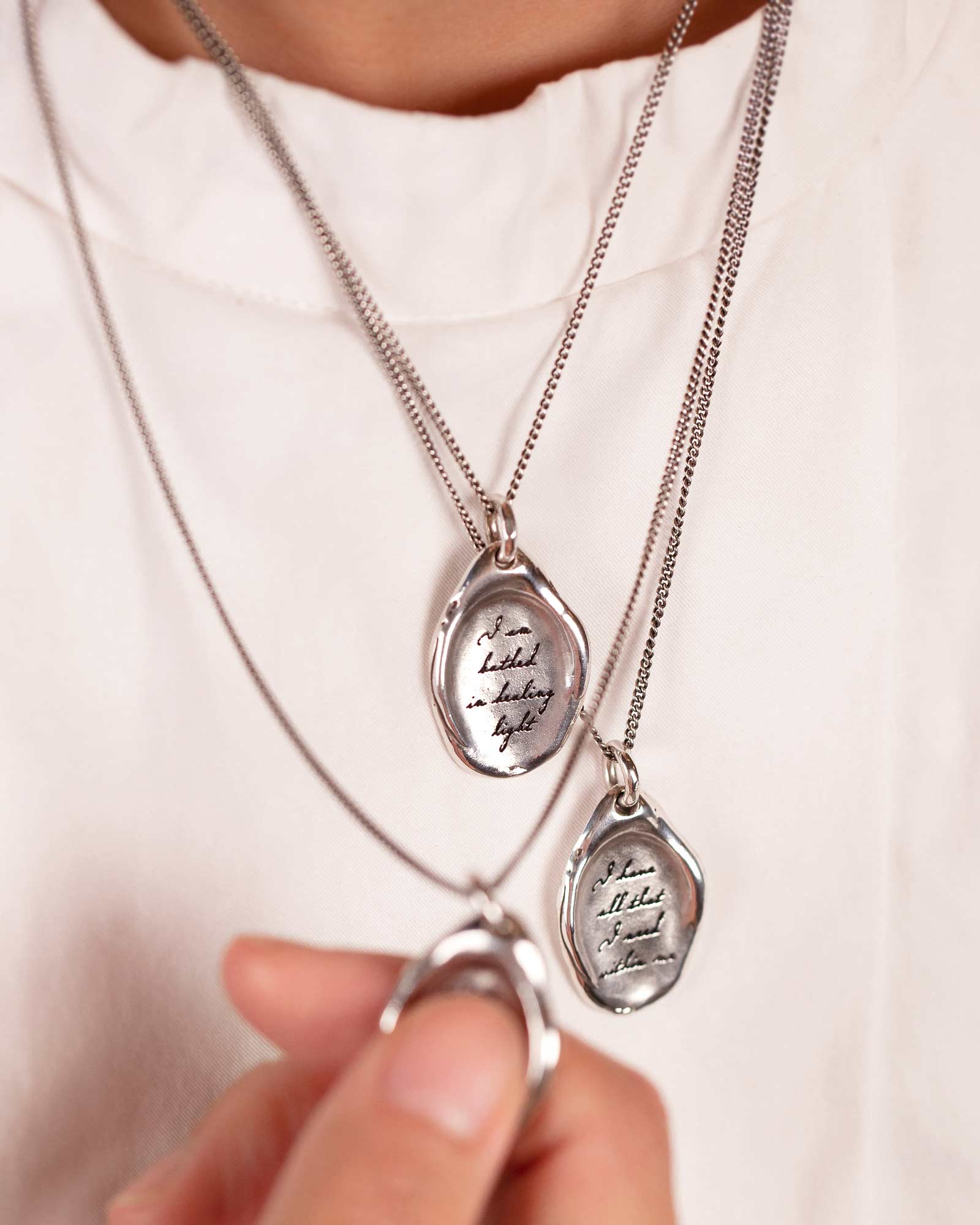 I Am Getting Stronger Every Day Affirmation Talisman-Oxidized Sterling Silver-Blue Ruby Jewellery-Vancouver Canada