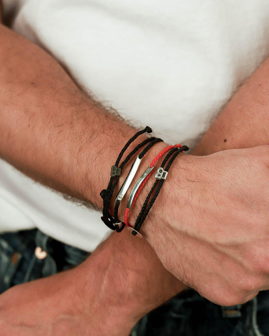 Scosha Men-ID Signature Bracelet-Bracelets-Silver, Black-Blue Ruby Jewellery-Vancouver Canada