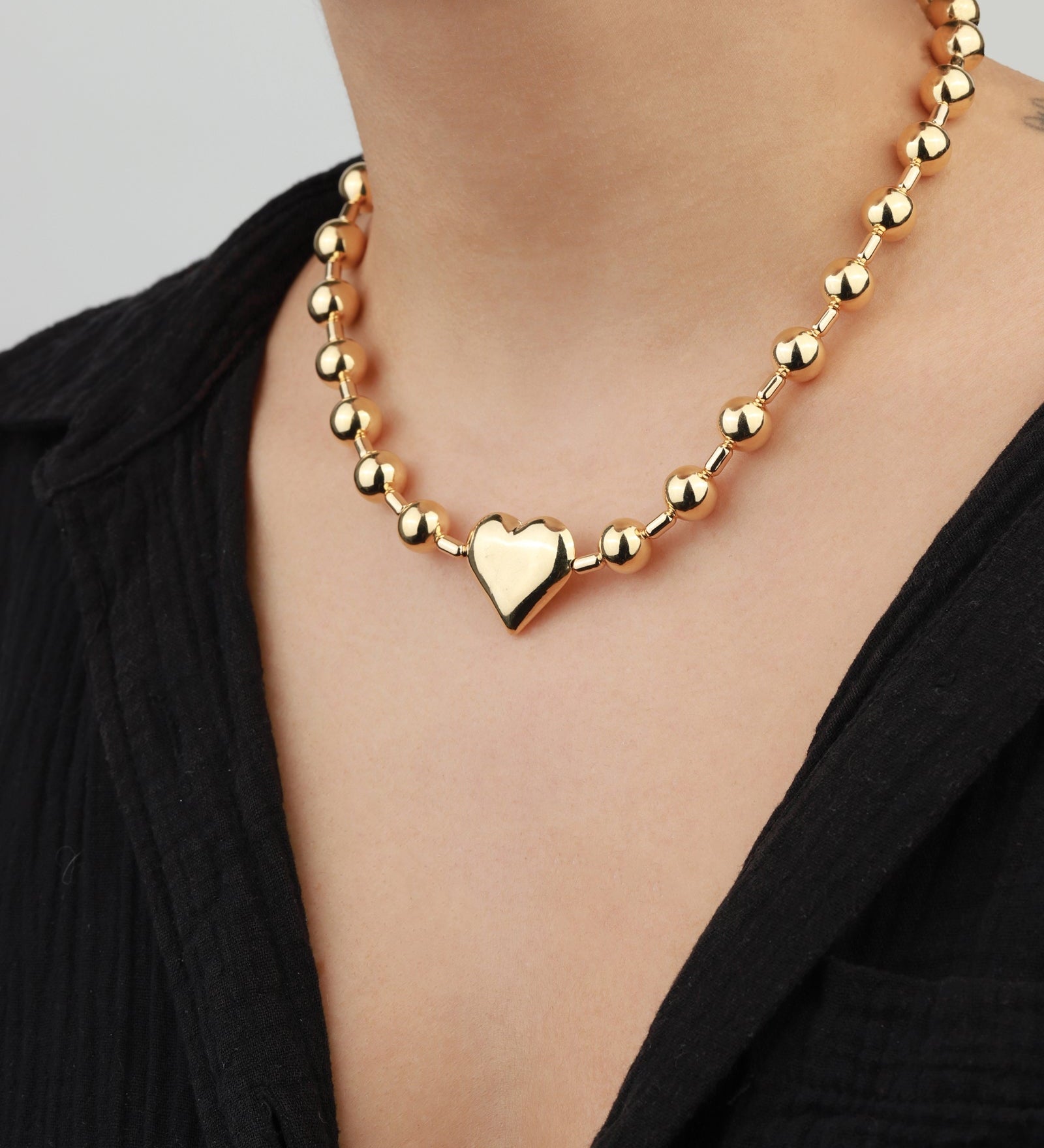 Martha Calvo-In My Heart Necklace-Necklaces-14k Gold Plated-Blue Ruby Jewellery-Vancouver Canada