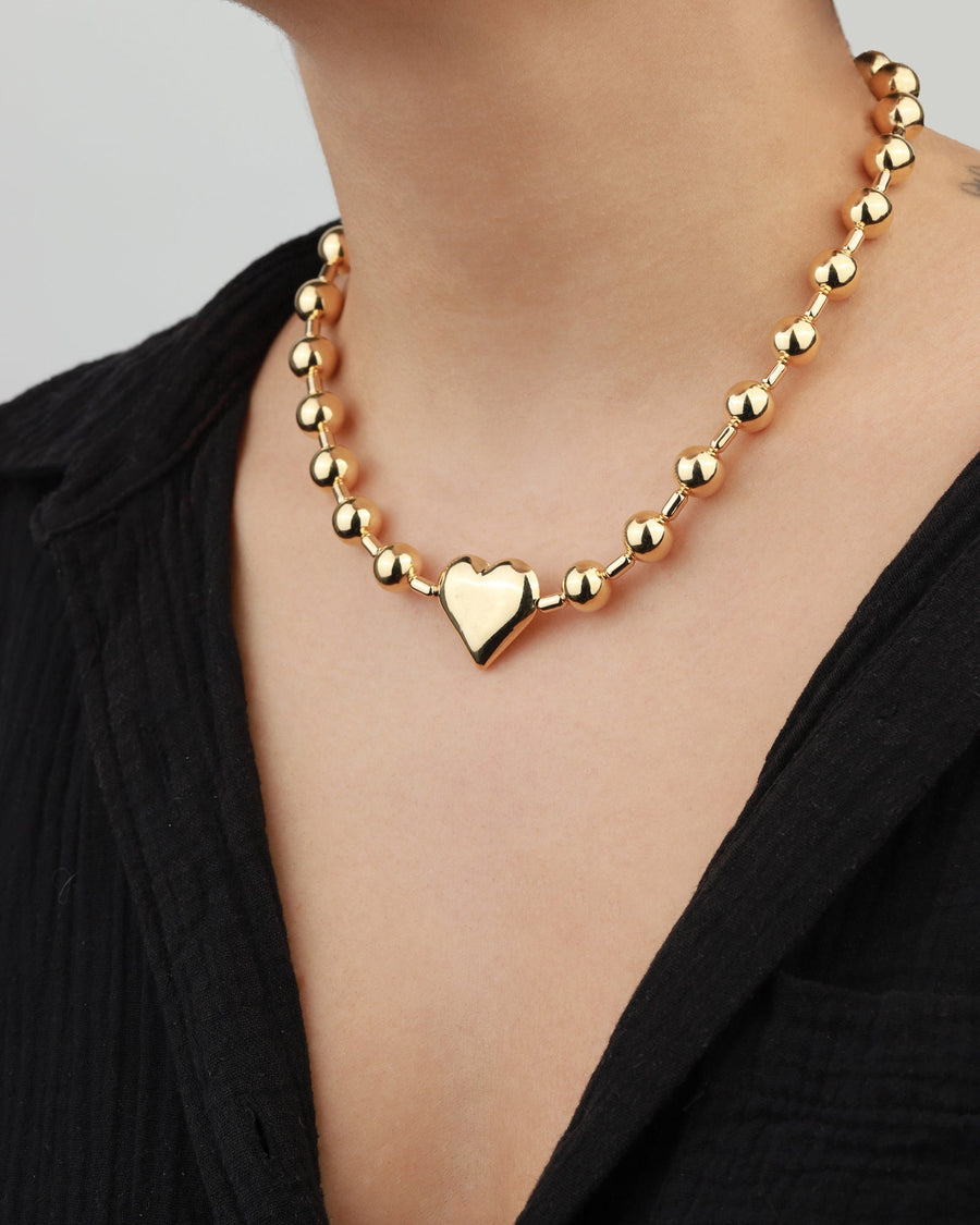 Martha Calvo-In My Heart Necklace-Necklaces-14k Gold Plated-Blue Ruby Jewellery-Vancouver Canada