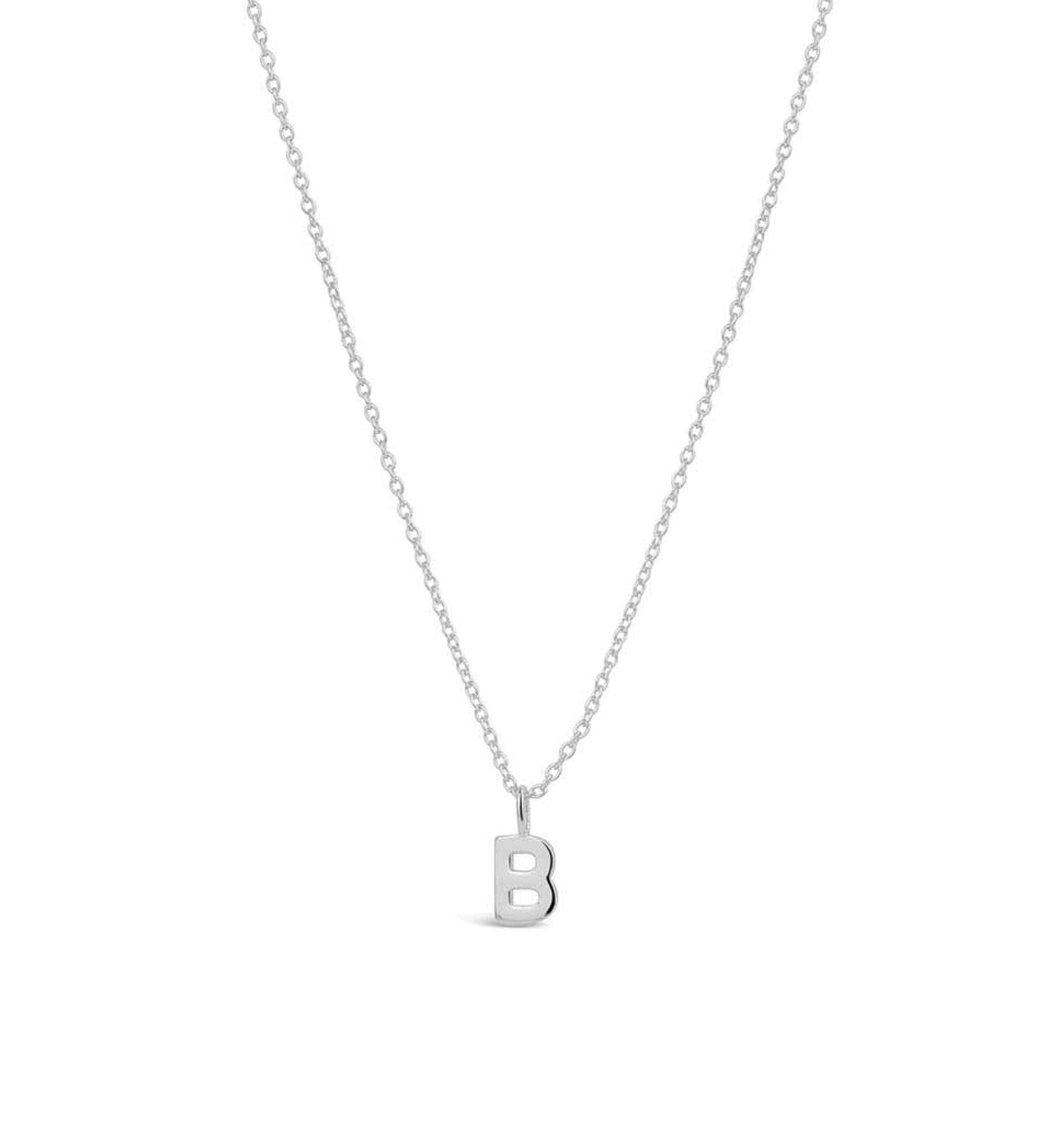 Quiet Icon-Initial Necklace-Necklaces-Rhodium Plated Sterling Silver-B-Blue Ruby Jewellery-Vancouver Canada