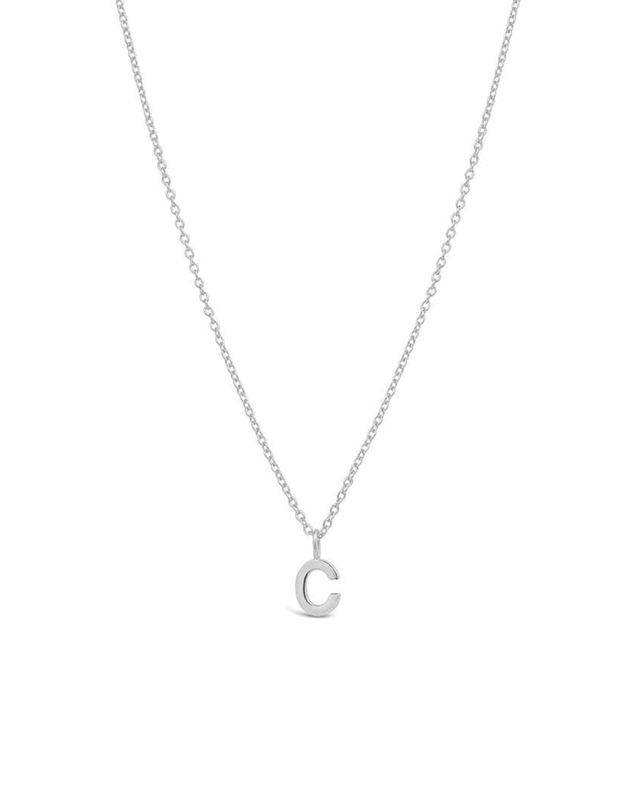 Quiet Icon-Initial Necklace-Necklaces-Rhodium Plated Sterling Silver-C-Blue Ruby Jewellery-Vancouver Canada