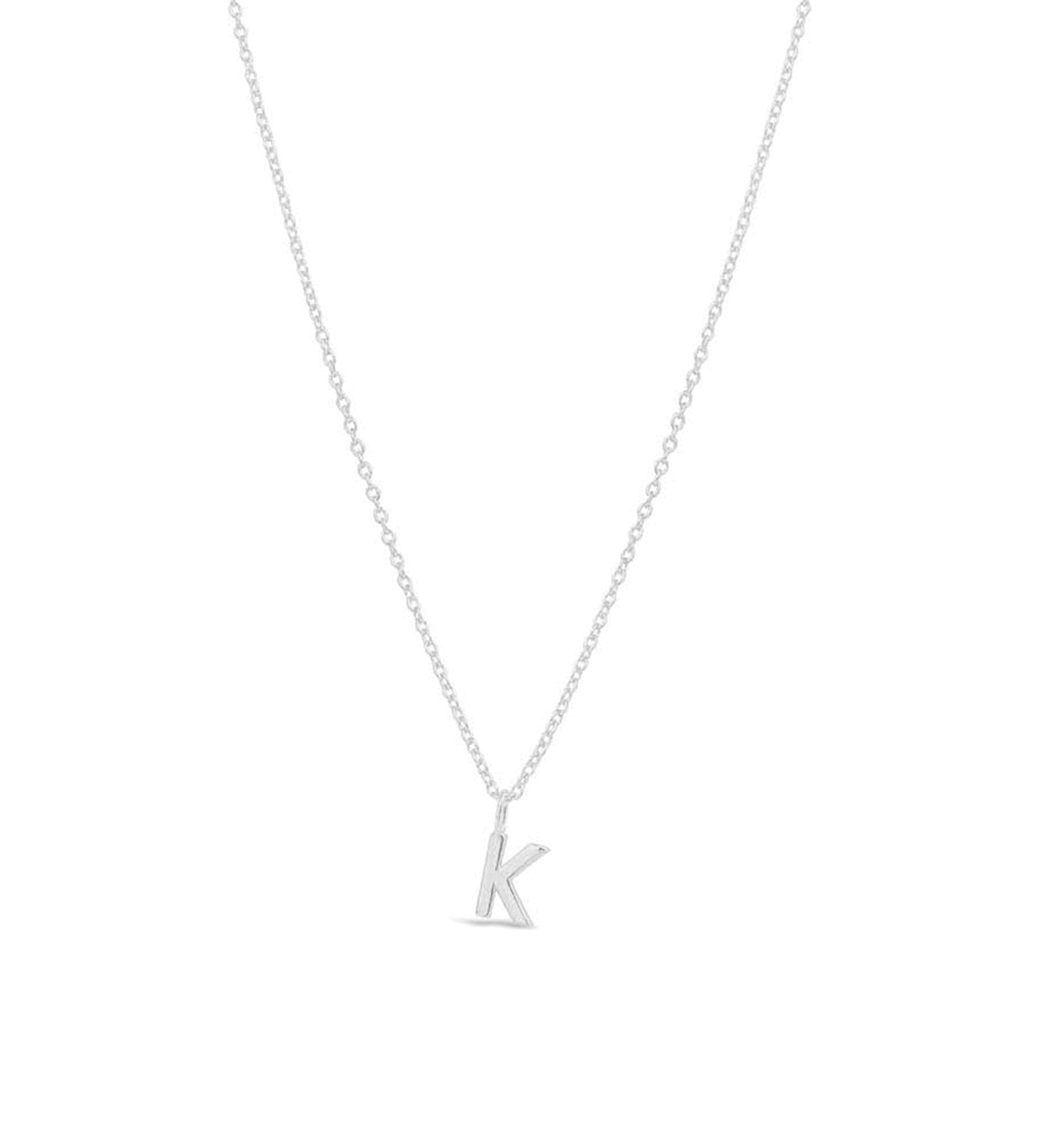 Quiet Icon-Initial Necklace-Necklaces-Rhodium Plated Sterling Silver-K-Blue Ruby Jewellery-Vancouver Canada