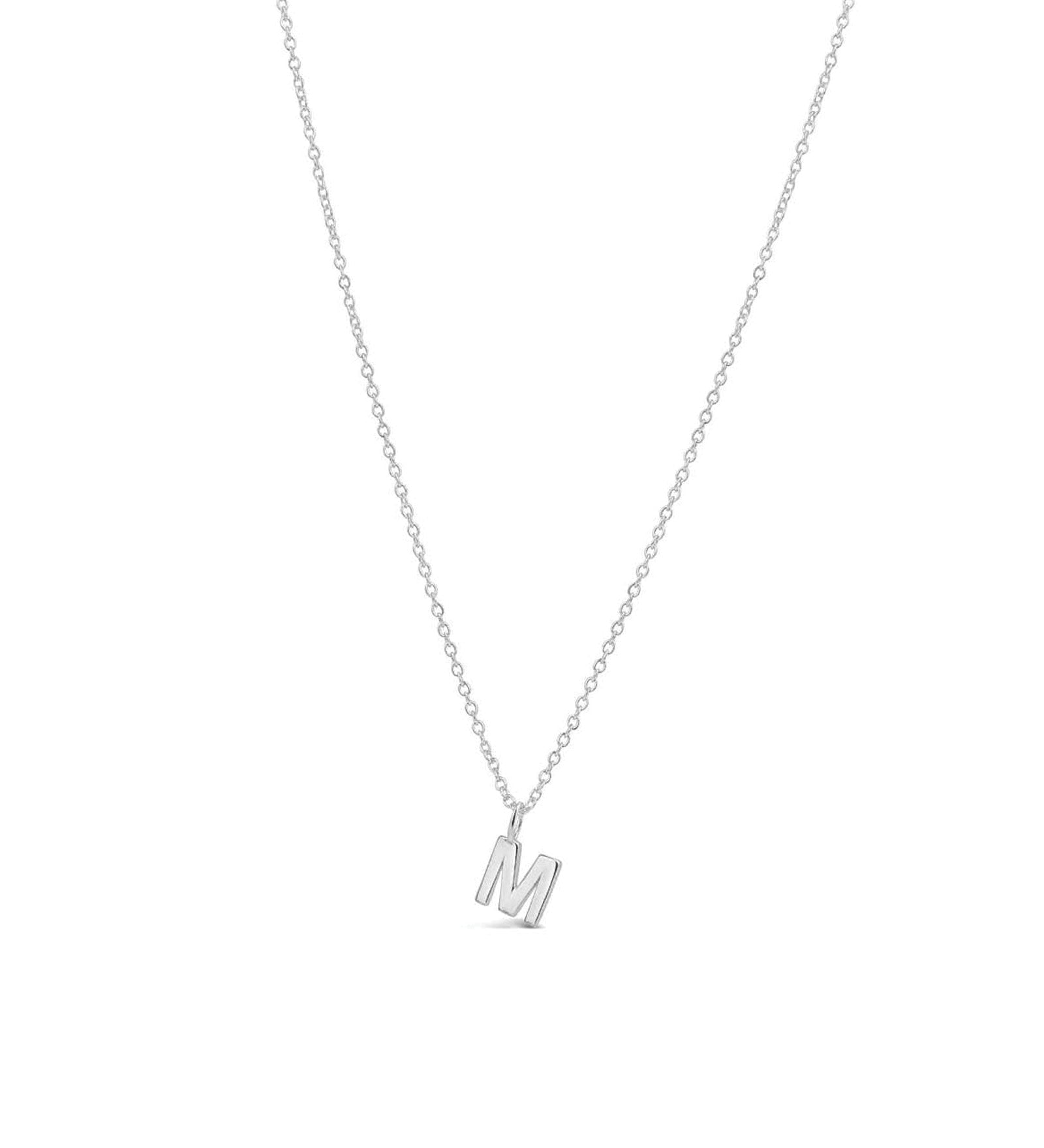 Quiet Icon-Initial Necklace-Necklaces-Rhodium Plated Sterling Silver-M-Blue Ruby Jewellery-Vancouver Canada