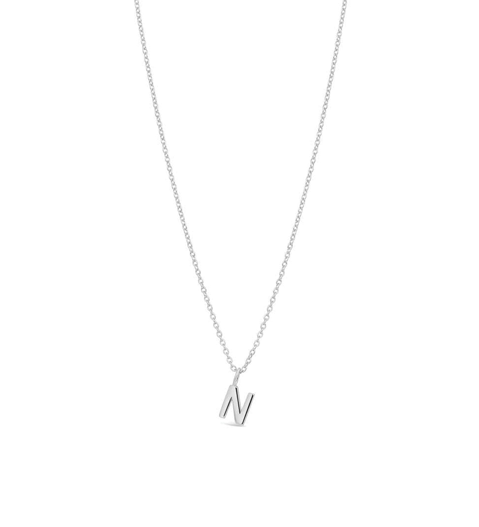 Quiet Icon-Initial Necklace-Necklaces-Rhodium Plated Sterling Silver-N-Blue Ruby Jewellery-Vancouver Canada