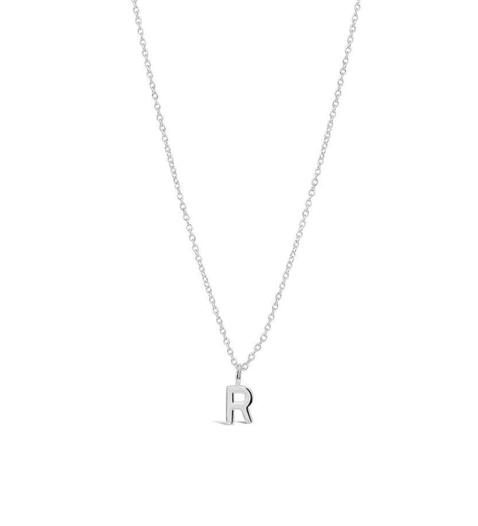 Quiet Icon-Initial Necklace-Necklaces-Rhodium Plated Sterling Silver-R-Blue Ruby Jewellery-Vancouver Canada