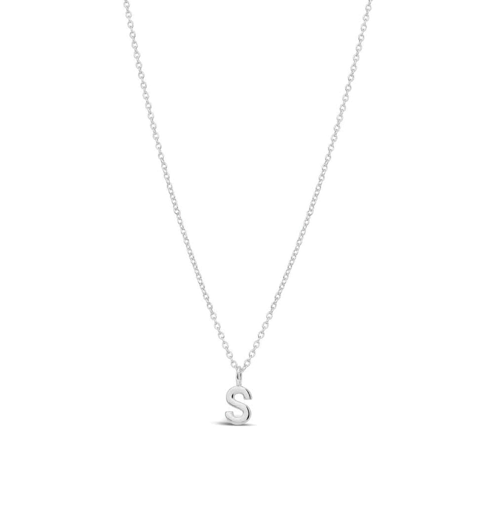 Quiet Icon-Initial Necklace-Necklaces-Rhodium Plated Sterling Silver-S-Blue Ruby Jewellery-Vancouver Canada