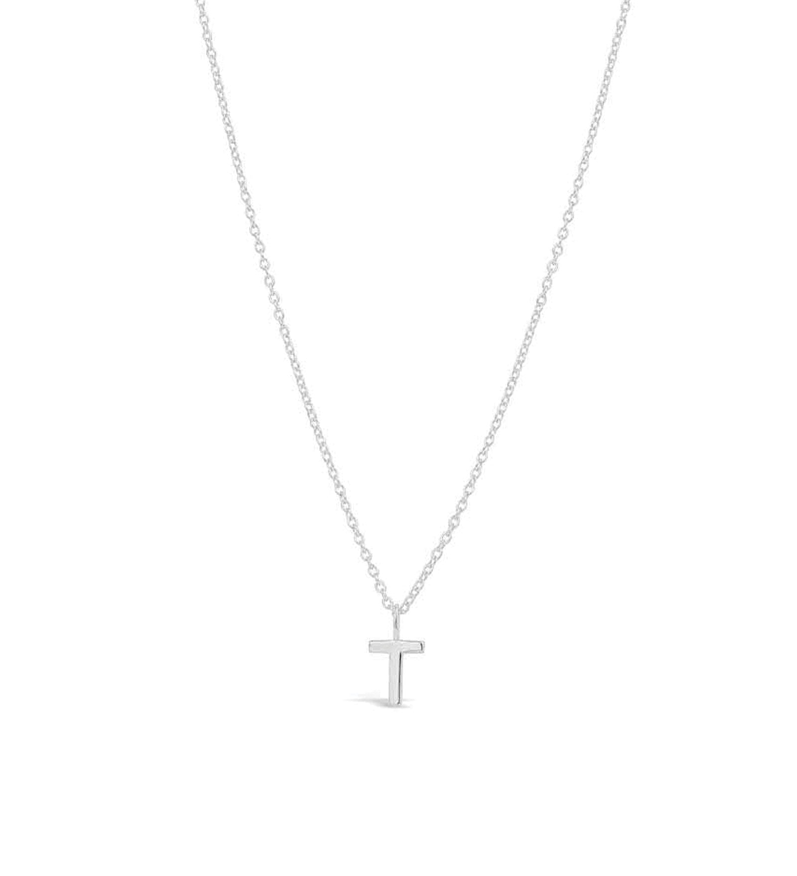 Quiet Icon-Initial Necklace-Necklaces-Rhodium Plated Sterling Silver-T-Blue Ruby Jewellery-Vancouver Canada