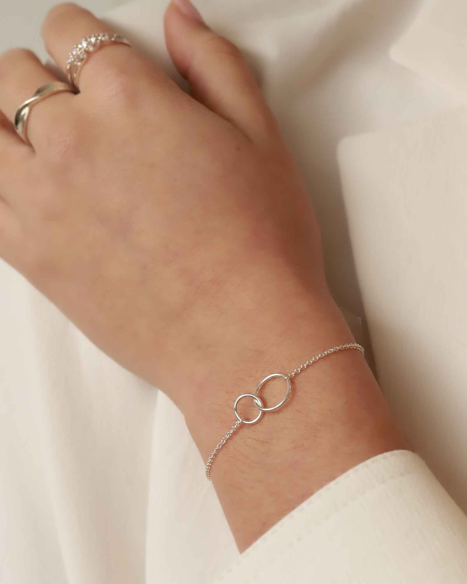 Tashi-Interlocking Circle Bracelet-Bracelets-Sterling Silver-Blue Ruby Jewellery-Vancouver Canada