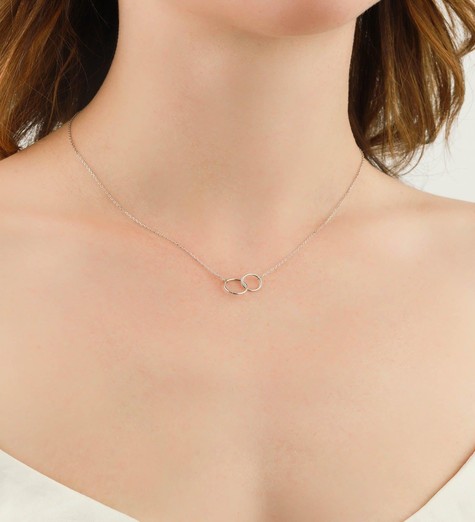 Quiet Icon-Interlocking Circle Necklace-Necklaces-Rhodium Plated Sterling Silver-Blue Ruby Jewellery-Vancouver Canada