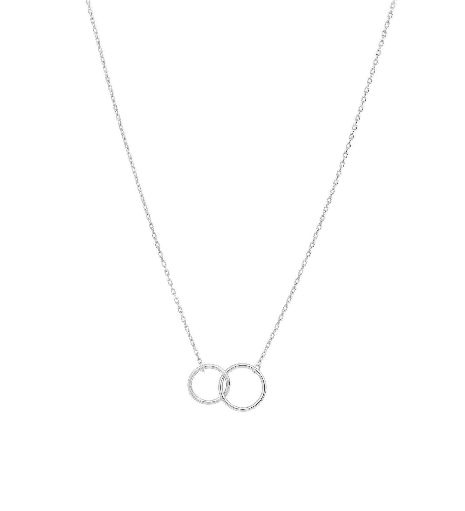 Quiet Icon-Interlocking Circle Necklace-Necklaces-Rhodium Plated Sterling Silver-Blue Ruby Jewellery-Vancouver Canada