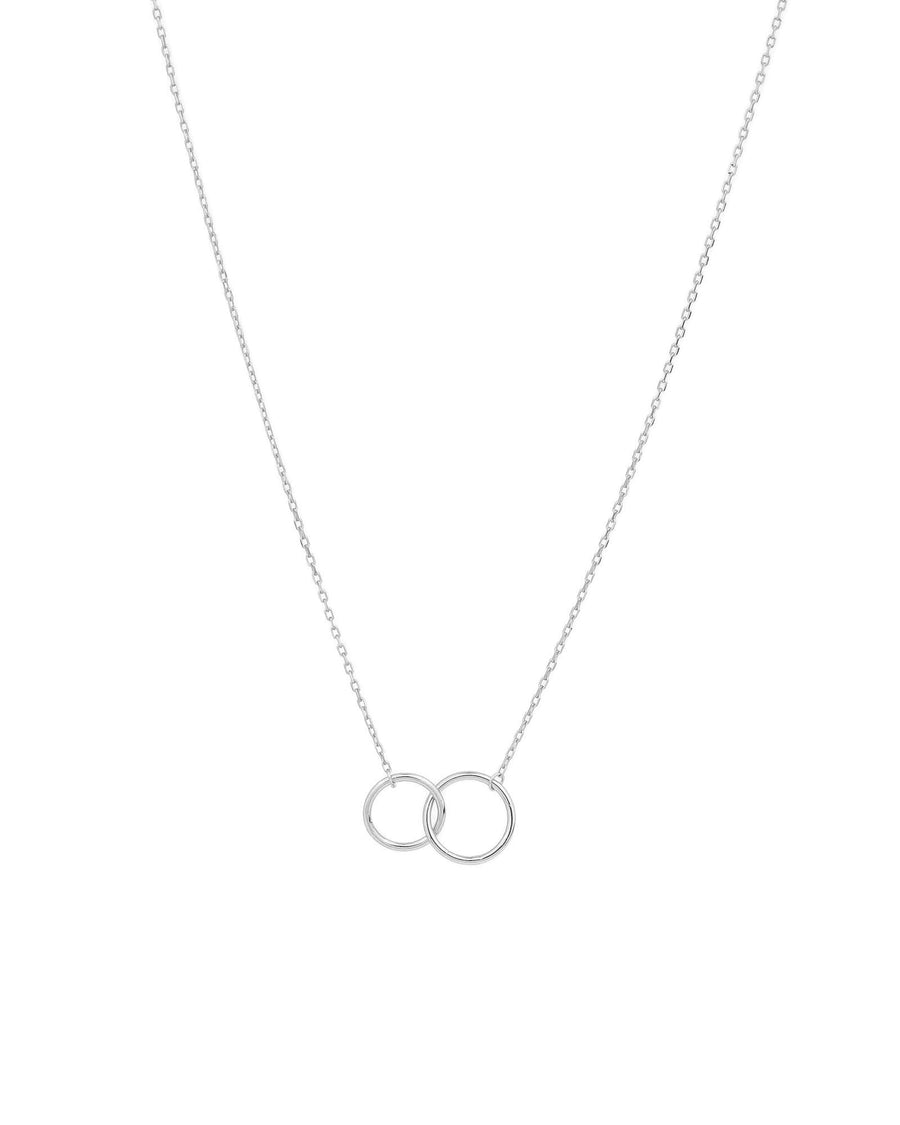 Quiet Icon-Interlocking Circle Necklace-Necklaces-Rhodium Plated Sterling Silver-Blue Ruby Jewellery-Vancouver Canada