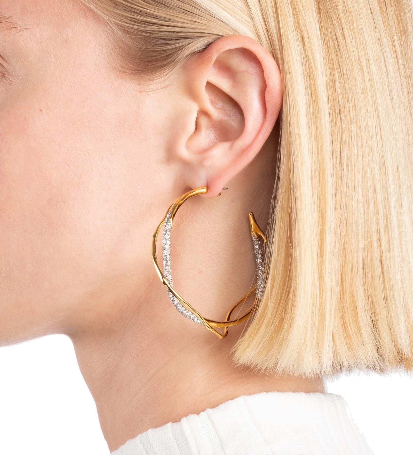 Alexis Bittar-Intertwined Crystal Pave Hoops-Earrings-14k Gold Plated, Crystal-Blue Ruby Jewellery-Vancouver Canada