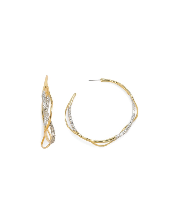Alexis Bittar-Intertwined Crystal Pave Hoops-Earrings-14k Gold Plated, Crystal-Blue Ruby Jewellery-Vancouver Canada