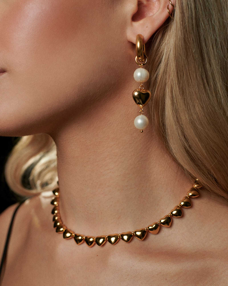 Mademoiselle Jules-Isn't She Lovely Earrings-Earrings-14k Gold Plated, White Pearl-Blue Ruby Jewellery-Vancouver Canada