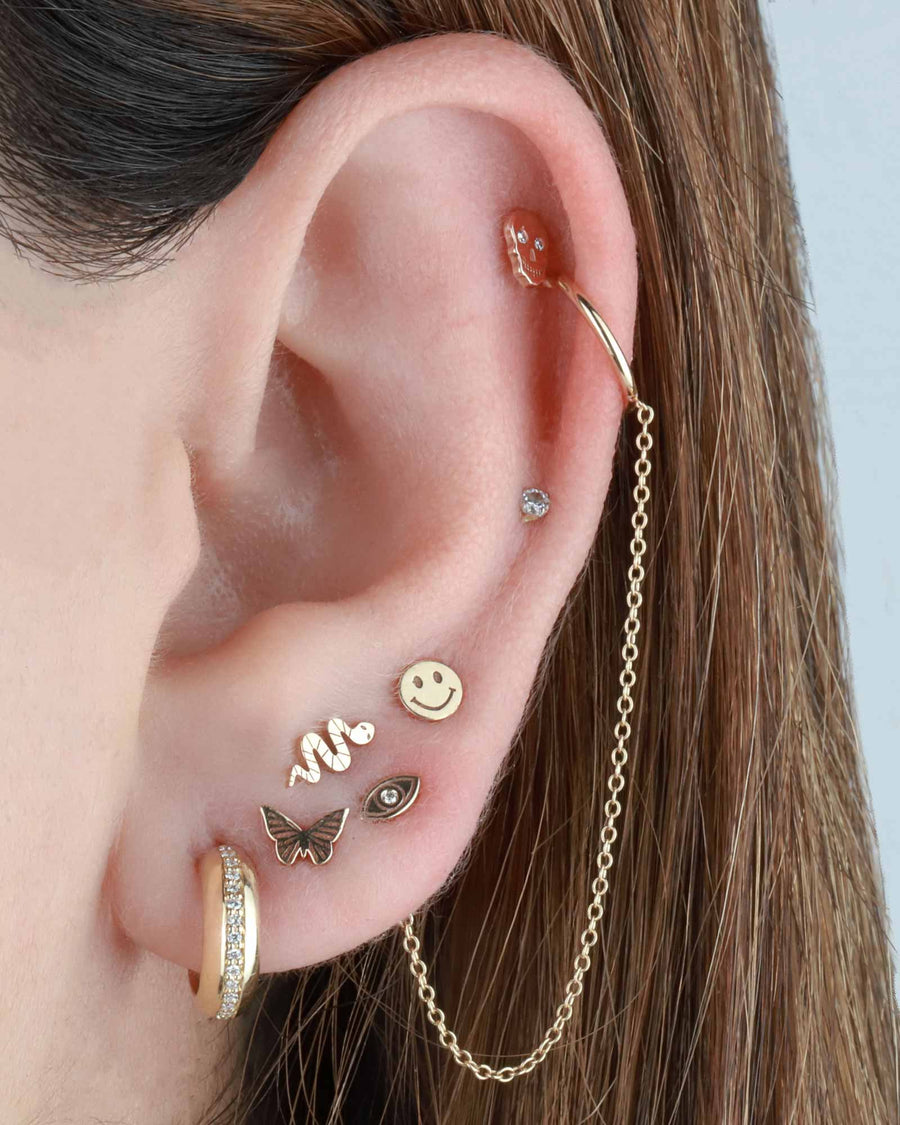 Zoe Chicco-Itty Bitty Diamond Skull Stud-Earrings-14k Yellow Gold, Diamond-Blue Ruby Jewellery-Vancouver Canada
