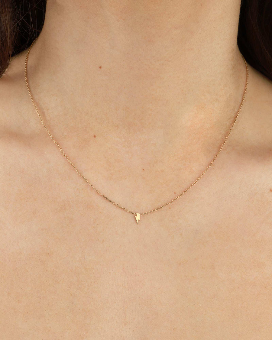 Zoe Chicco-Itty Bitty Lightning Bolt Necklace-Necklaces-14k Yellow Gold-Blue Ruby Jewellery-Vancouver Canada