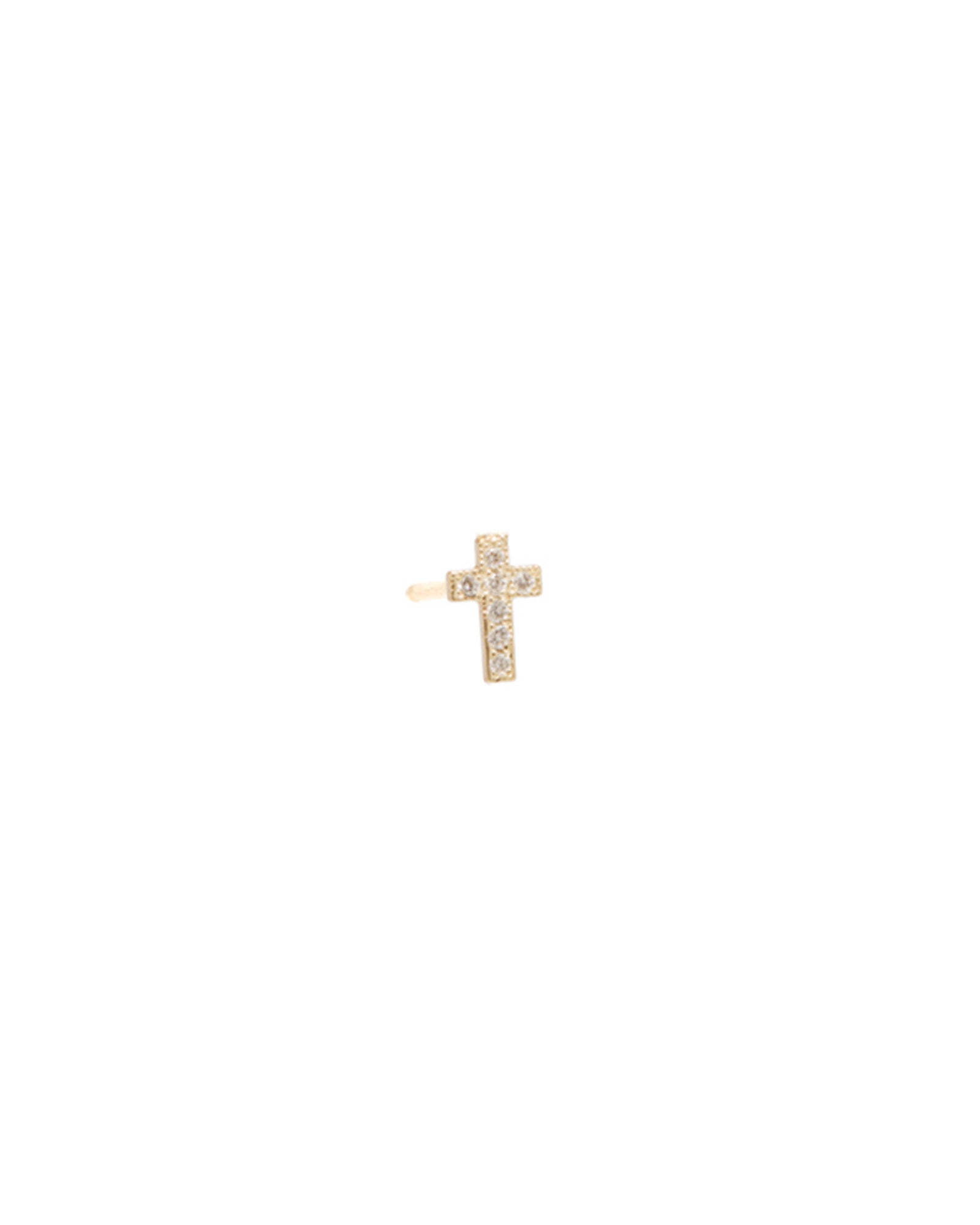 Zoe Chicco-Itty Bitty Pavé Cross Stud-Earrings-14k Yellow Gold, Diamond-Blue Ruby Jewellery-Vancouver Canada