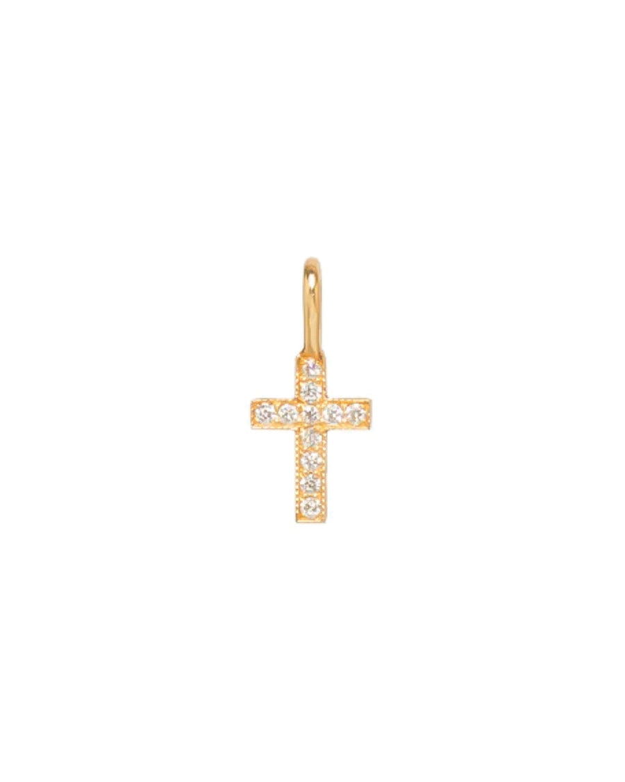 Zoe Chicco-Itty Bitty Pavé Diamond Cross Charm-Necklaces-14k Yellow Gold, Diamond-Blue Ruby Jewellery-Vancouver Canada