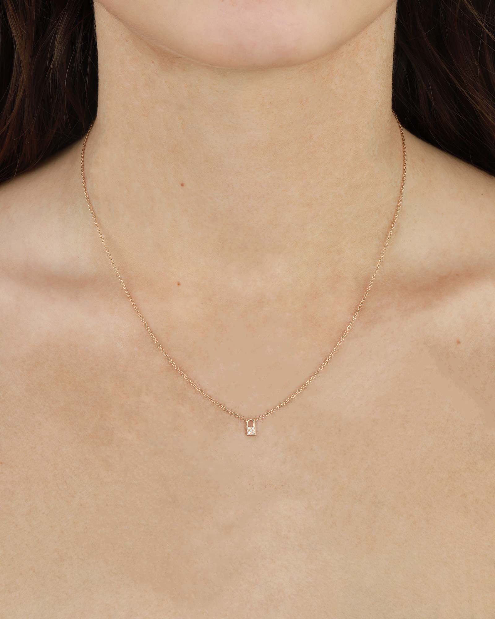 Zoe Chicco-Itty Bitty Pavé Padlock Necklace-Necklaces-14k Yellow Gold, Diamond-Blue Ruby Jewellery-Vancouver Canada