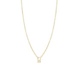 Zoe Chicco-Itty Bitty Pavé Padlock Necklace-Necklaces-14k Yellow Gold, Diamond-Blue Ruby Jewellery-Vancouver Canada