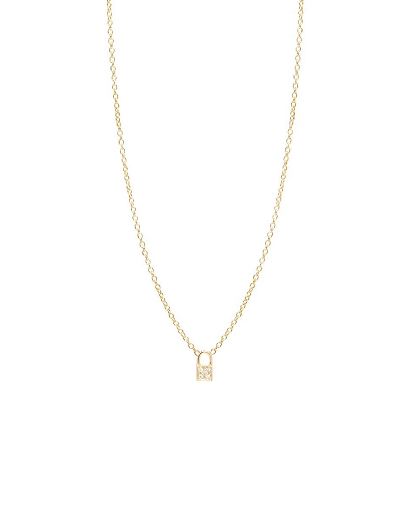 Zoe Chicco-Itty Bitty Pavé Padlock Necklace-Necklaces-14k Yellow Gold, Diamond-Blue Ruby Jewellery-Vancouver Canada