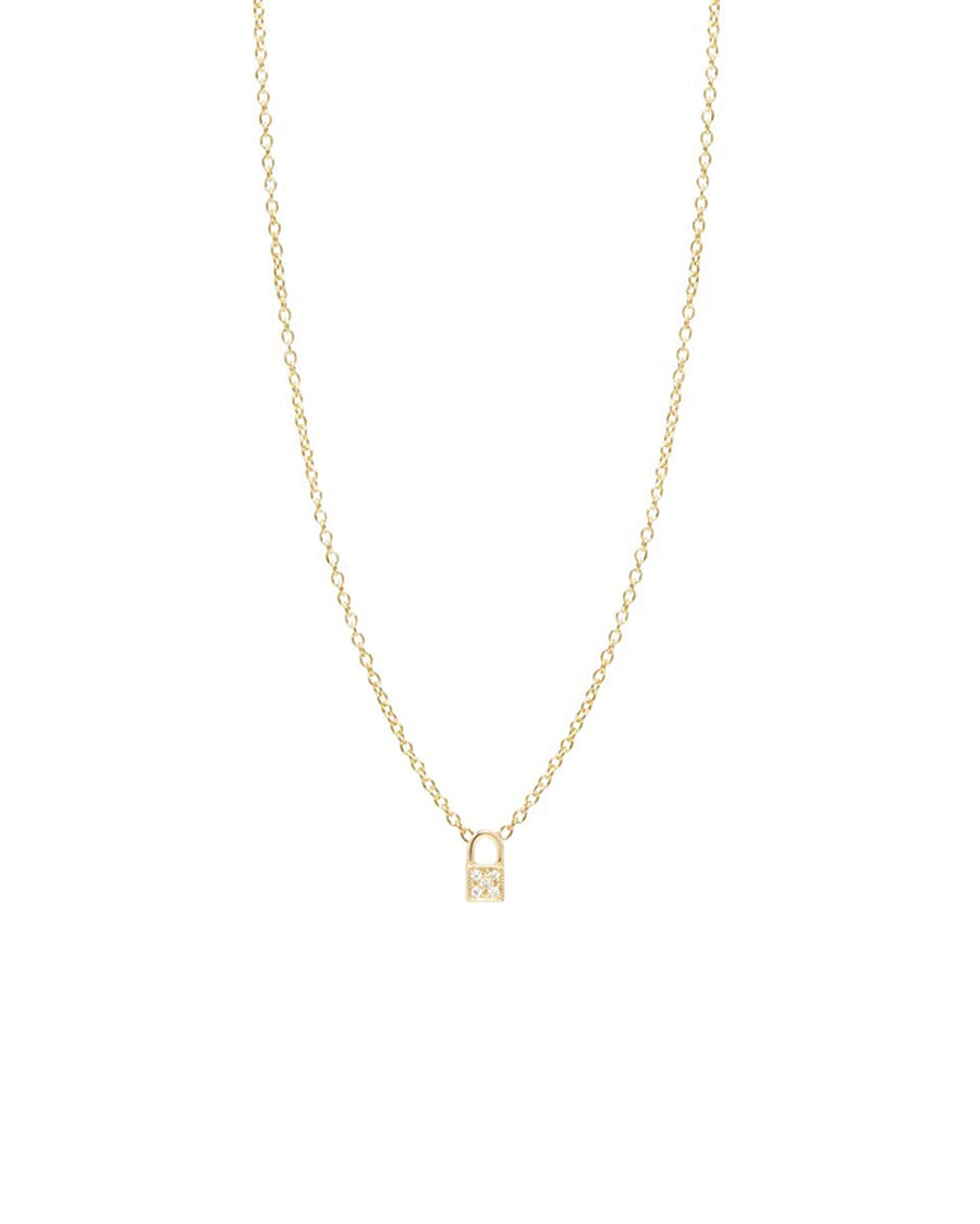 Zoe Chicco-Itty Bitty Pavé Padlock Necklace-Necklaces-14k Yellow Gold, Diamond-Blue Ruby Jewellery-Vancouver Canada
