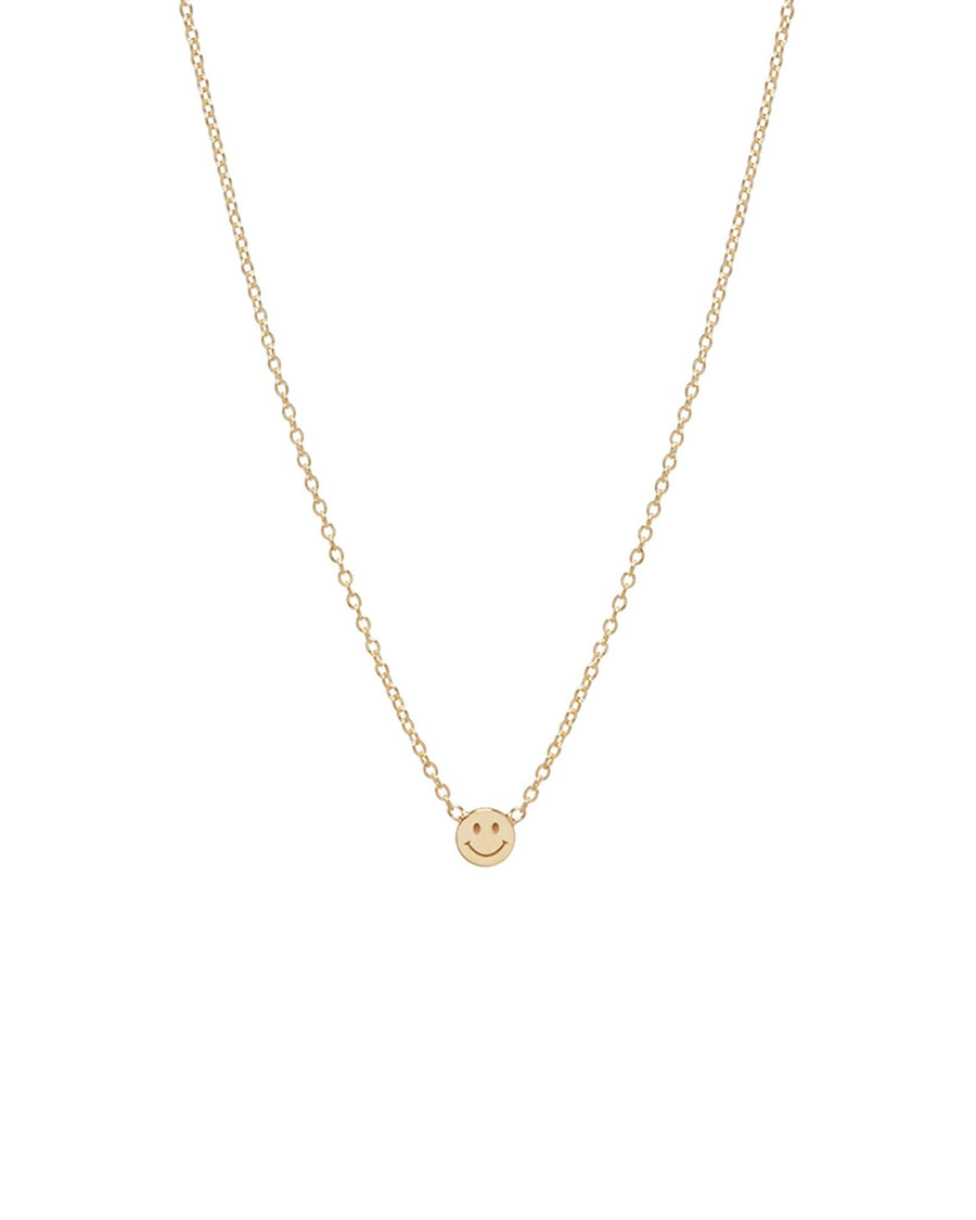 Zoe Chicco-Itty Bitty Smiley Face Necklace-Necklaces-14k Yellow Gold-Blue Ruby Jewellery-Vancouver Canada