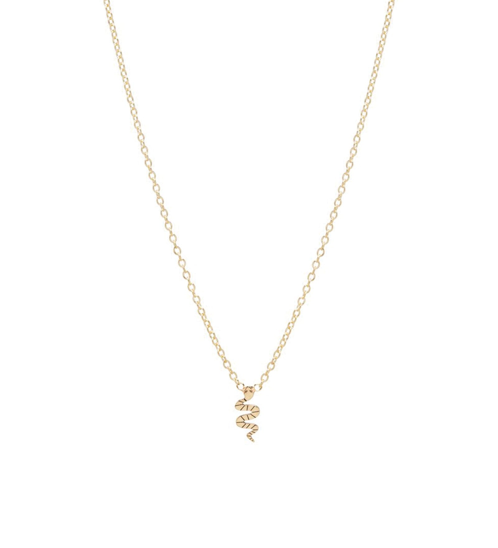Zoe Chicco-Itty Bitty Snake Necklace-Necklaces-14k Yellow Gold-Blue Ruby Jewellery-Vancouver Canada