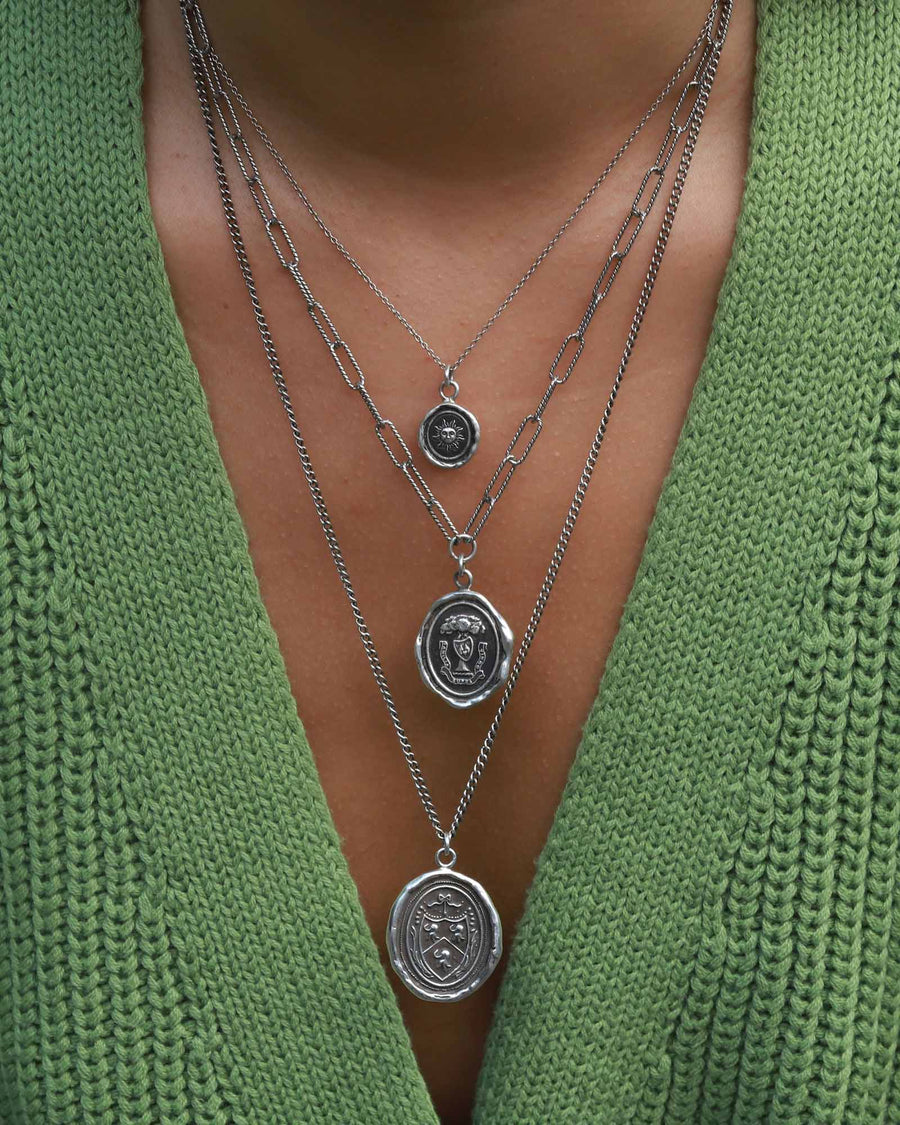 Pyrrha-Joyful Talisman-Necklaces-Oxidized Sterling Silver-Blue Ruby Jewellery-Vancouver Canada