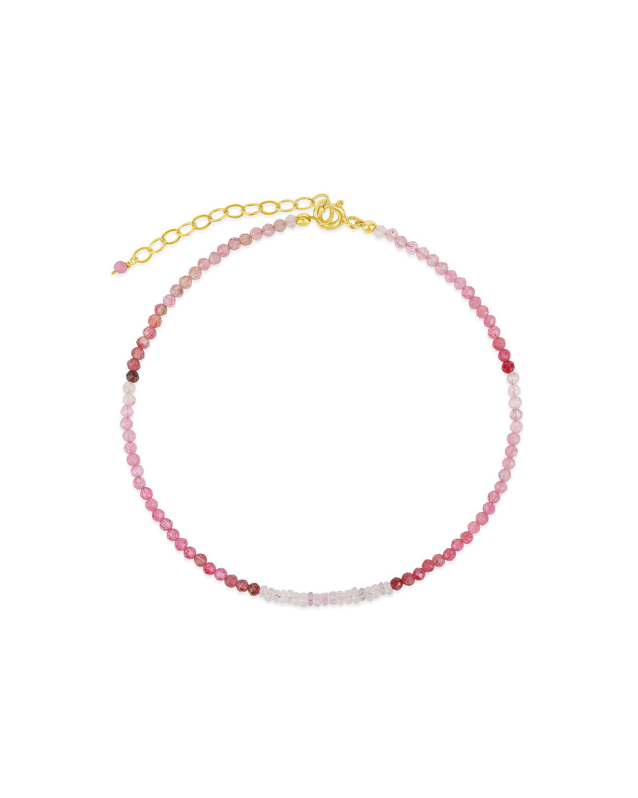 Poppy Rose-Karen Anklet-Anklets-14k Gold Filled, Pink Tourmaline and Pink Sapphire-Blue Ruby Jewellery-Vancouver Canada