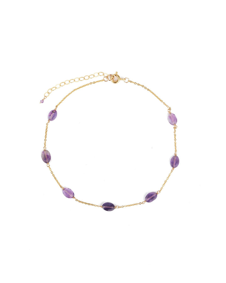 Poppy Rose-Kate Anklet-Anklets-14k Gold Filled, Amethyst-Blue Ruby Jewellery-Vancouver Canada