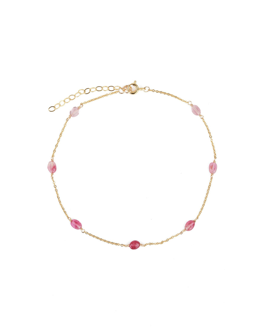 Poppy Rose-Kate Anklet-Anklets-14k Gold Filled, Pink Tourmaline-Blue Ruby Jewellery-Vancouver Canada