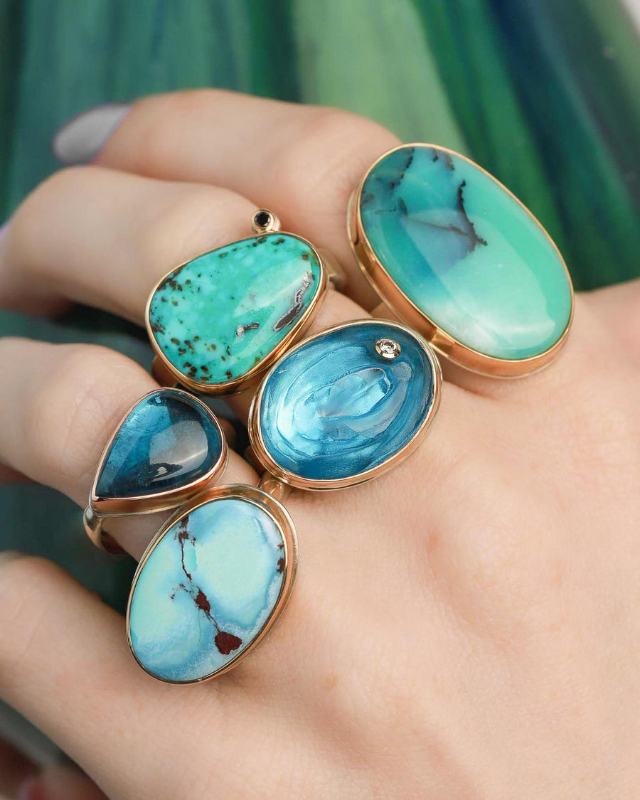 Jamie Joseph-Kazakhstani Turquoise Ring-Rings-14k Yellow Gold, Sterling Silver, Turquoise-7.5-Blue Ruby Jewellery-Vancouver Canada